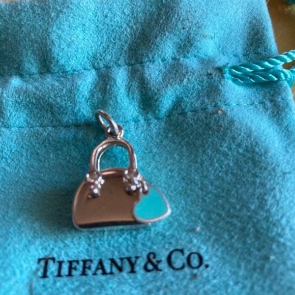 RARE. Tiffany & Co. Sterling Silver and Blue Enamel Purse Charm - Picture 1 of 5